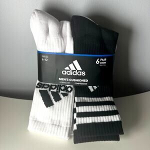 Men's Adidas Crew Socks 6 Pair Bundle NWT Shoe Size 6-12